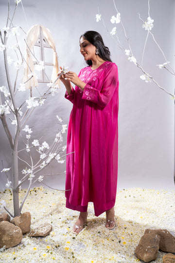 Dilshad Fuschia Pink Chanderi Kurta