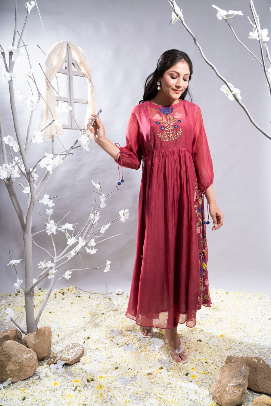 Farheen Maroon Chanderi Kurta Set