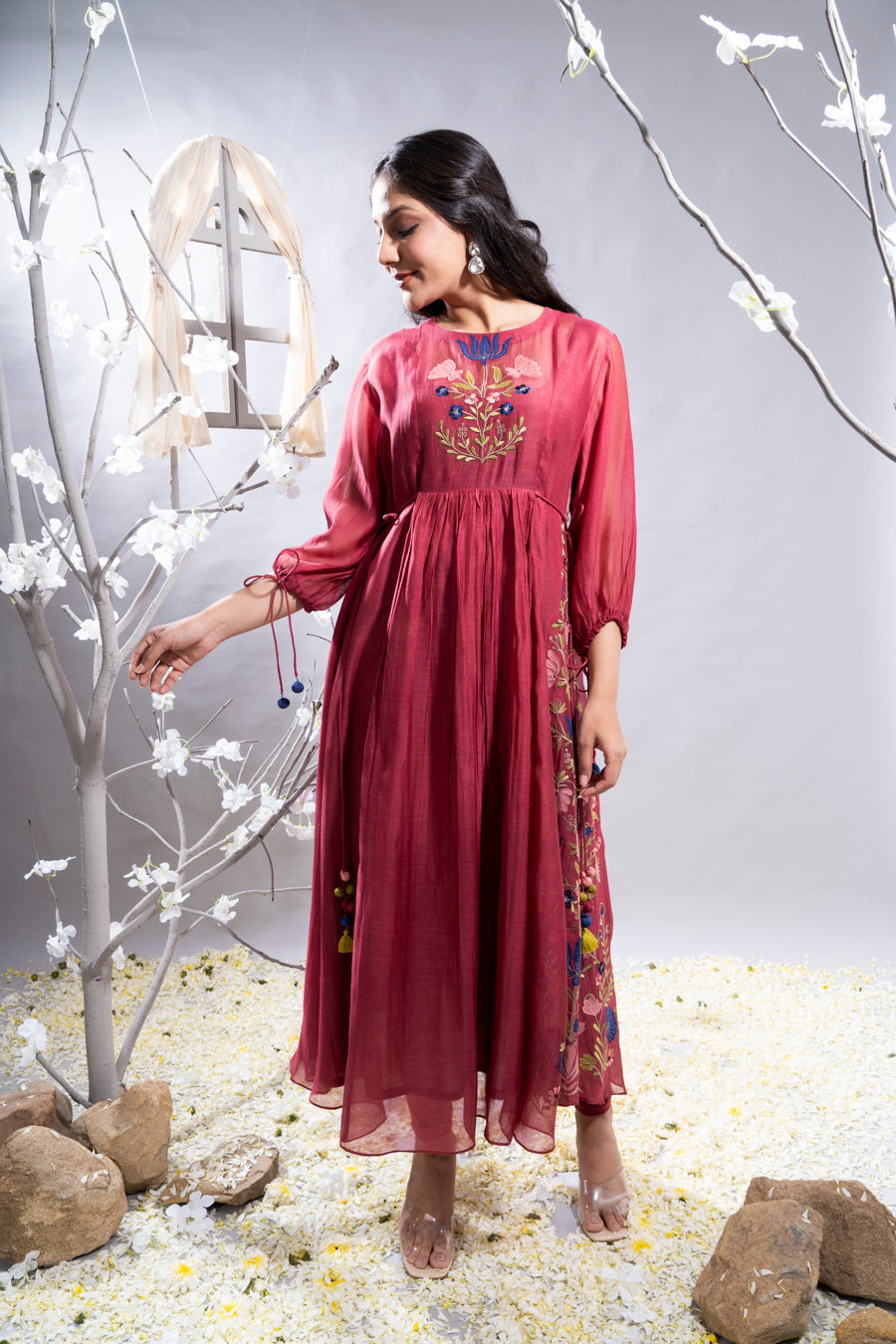 Farheen Maroon Chanderi Kurta Set