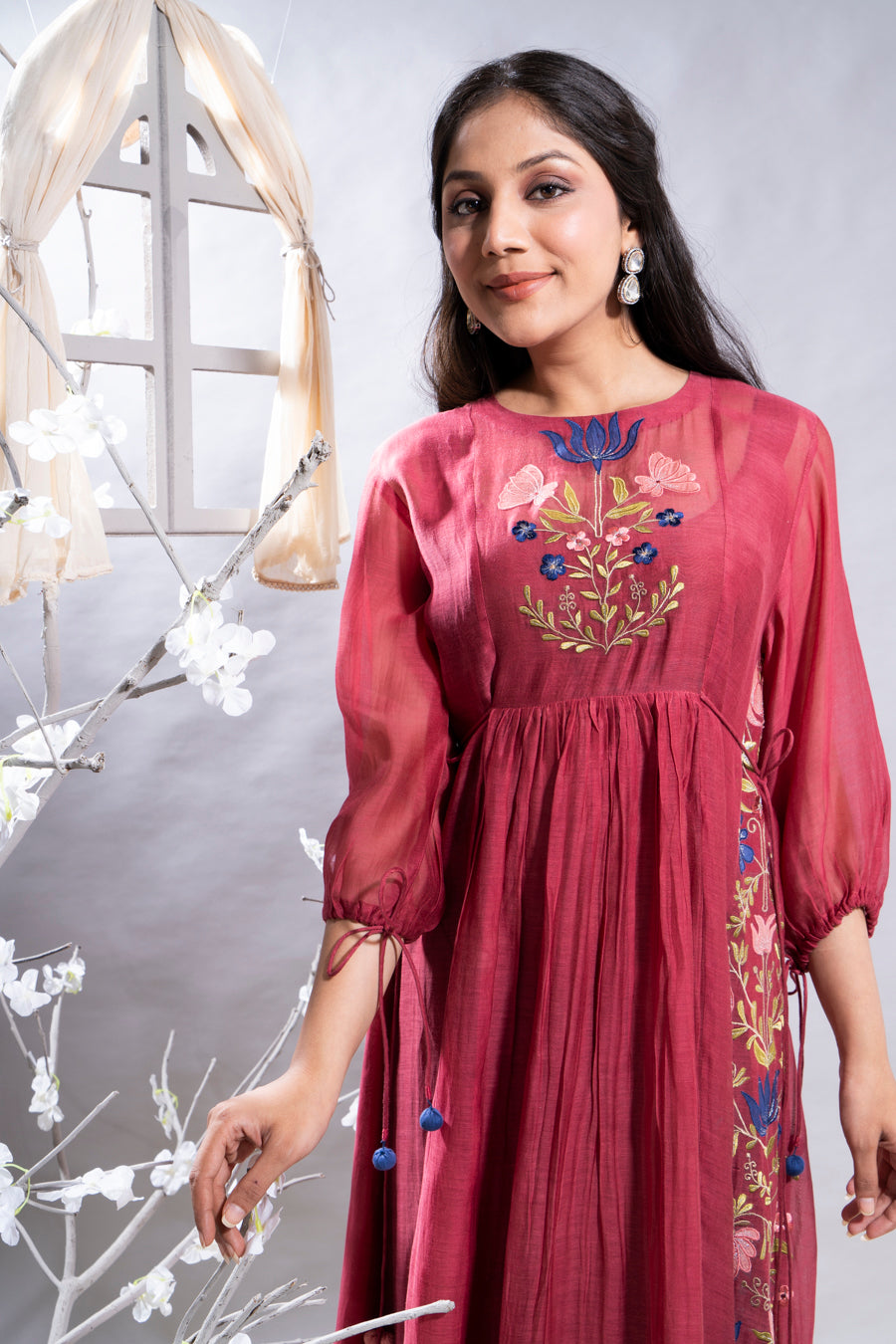 Farheen Maroon Chanderi Kurta Set