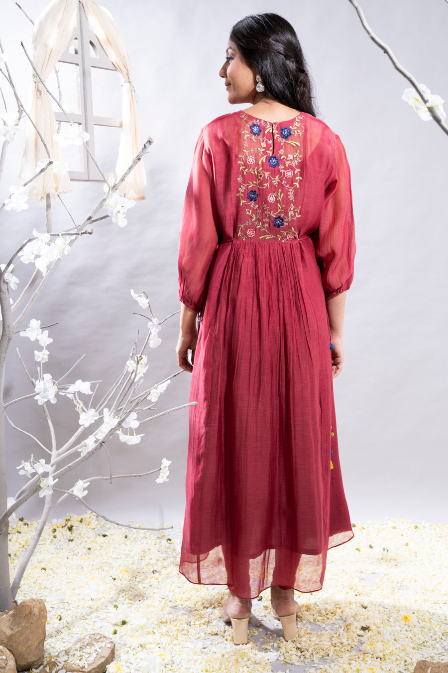 Farheen Maroon Chanderi Kurta Set