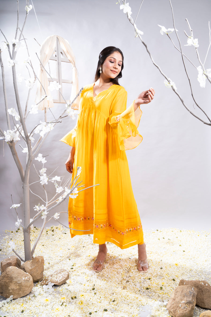 Aftab Mango Yellow Chanderi Kurta Set