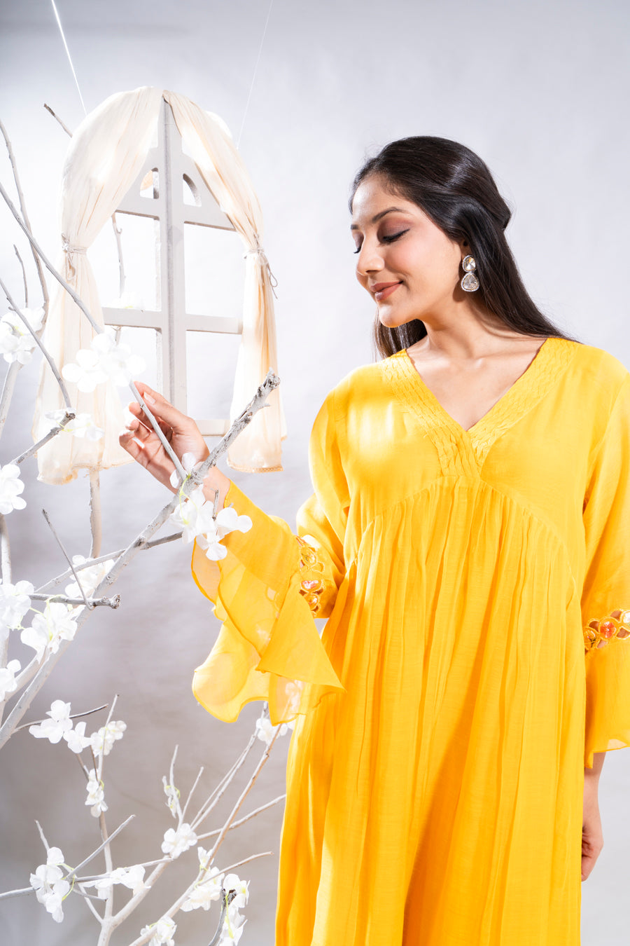 Aftab Mango Yellow Chanderi Kurta Set