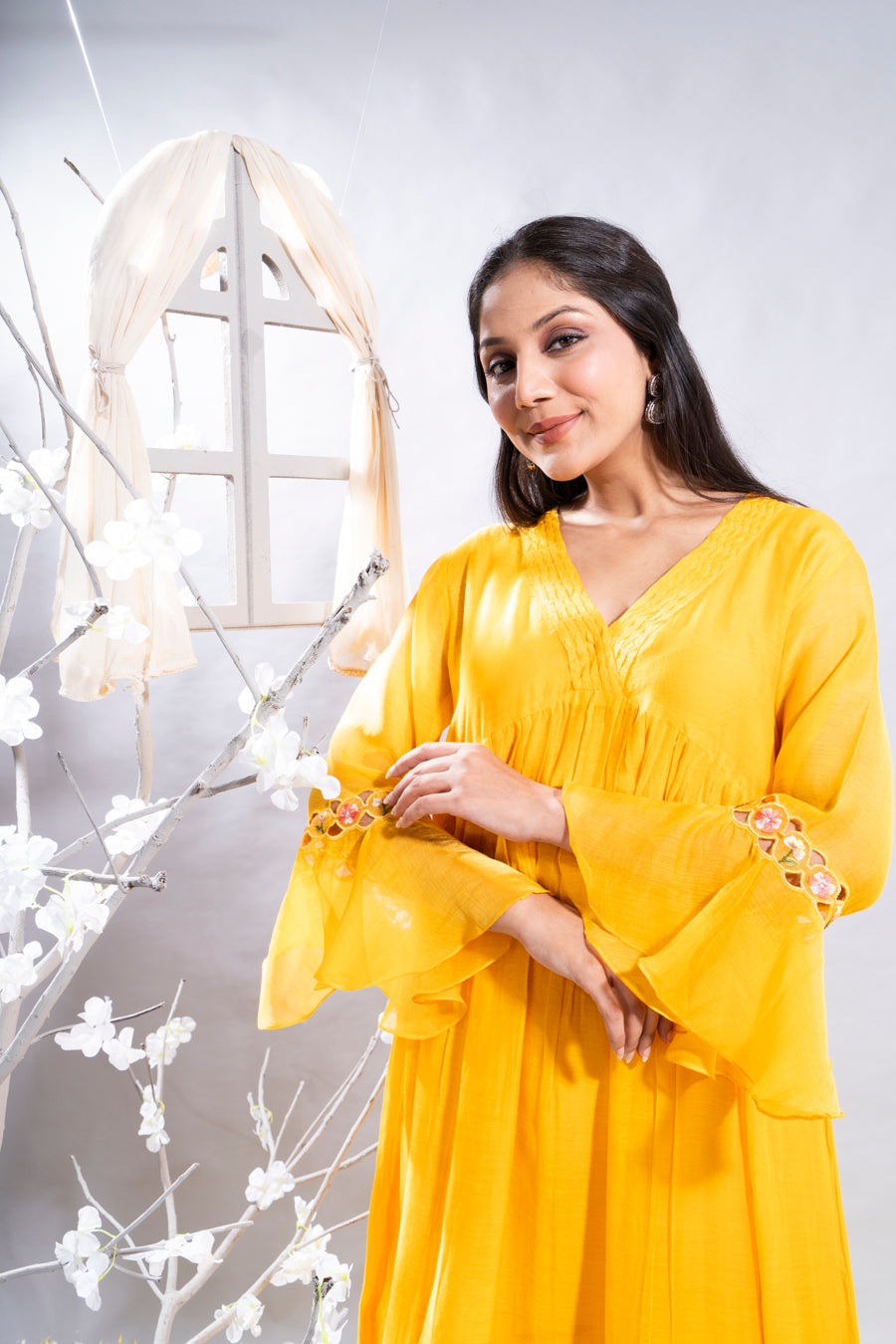 Aftab Mango Yellow Chanderi Kurta Set