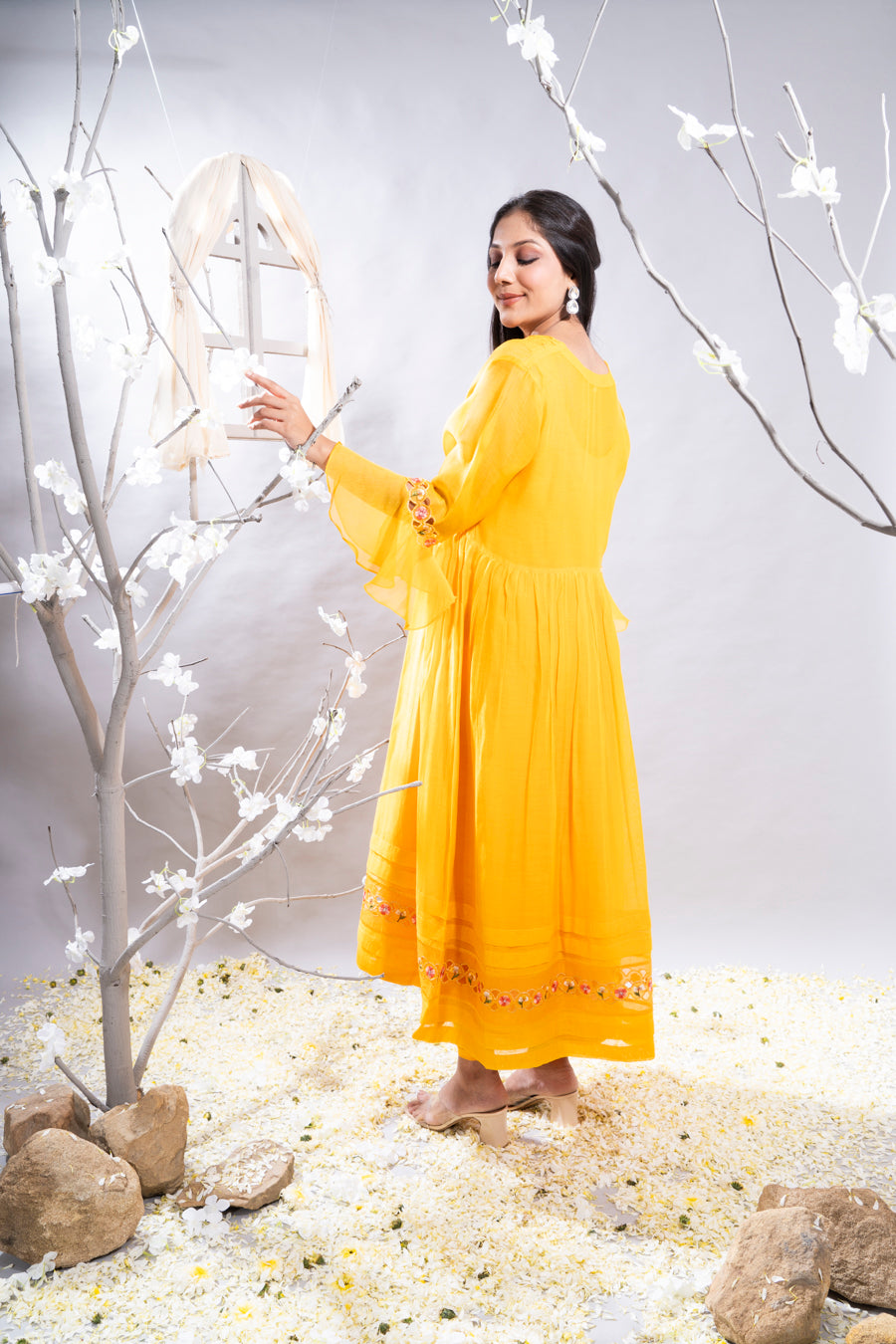 Aftab Mango Yellow Chanderi Kurta Set