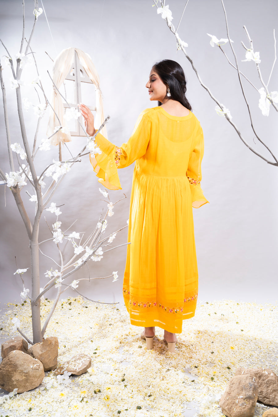 Aftab Mango Yellow Chanderi Kurta Set