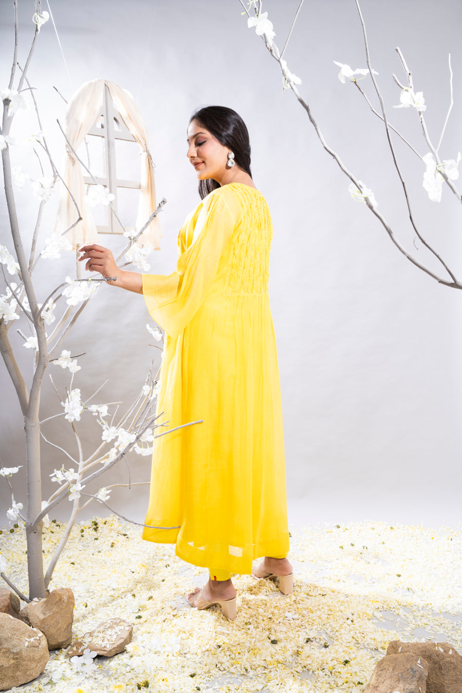 Zoya Yellow Chanderi Kurta Set