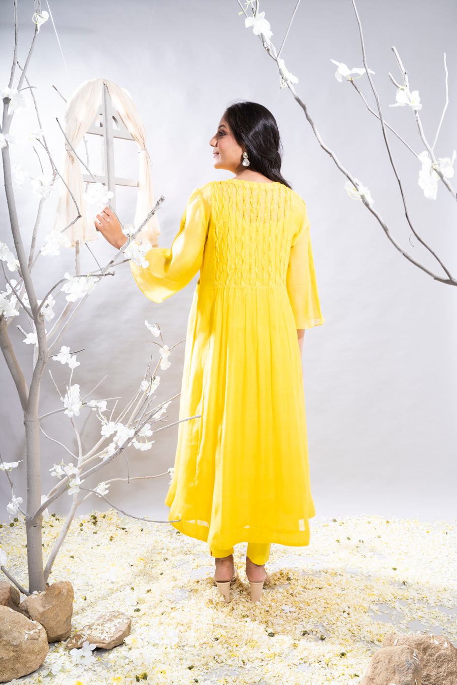 Zoya Yellow Chanderi Kurta Set