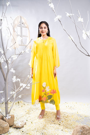 Ravina Yellow Chanderi Kurta Set