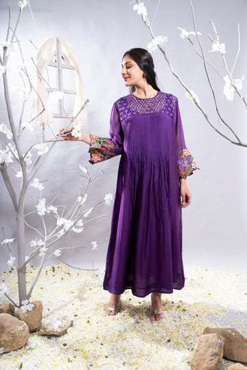 Manzar Purple Chanderi Kurta Set