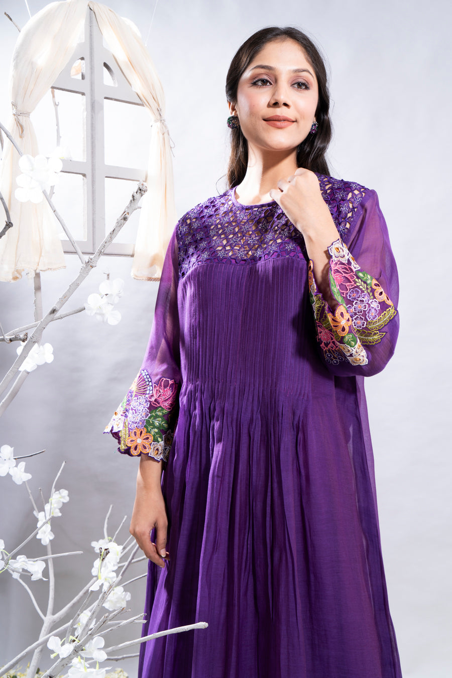 Manzar Purple Chanderi Kurta Set