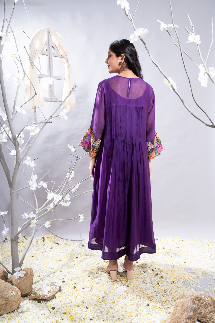 Manzar Purple Chanderi Kurta Set