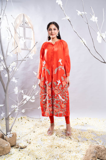 Marjan Burnt Orange Chanderi Set