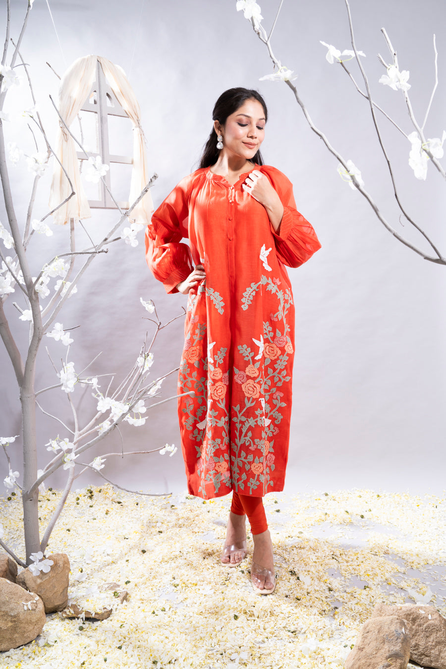 Marjan Burnt Orange Chanderi Set