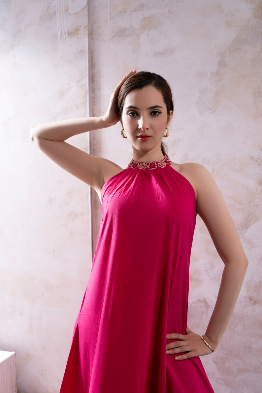 Hana Pink Halter Dress