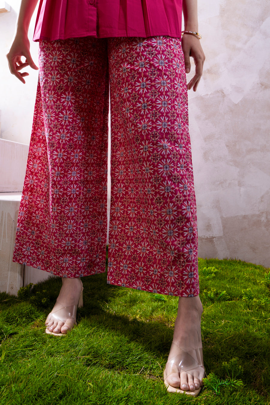 Bloomorama (Dark Pink) Flared Pant