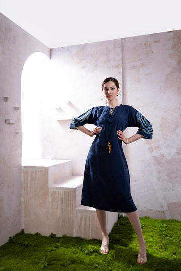 Noori(Navy Blue)  A-line Dress