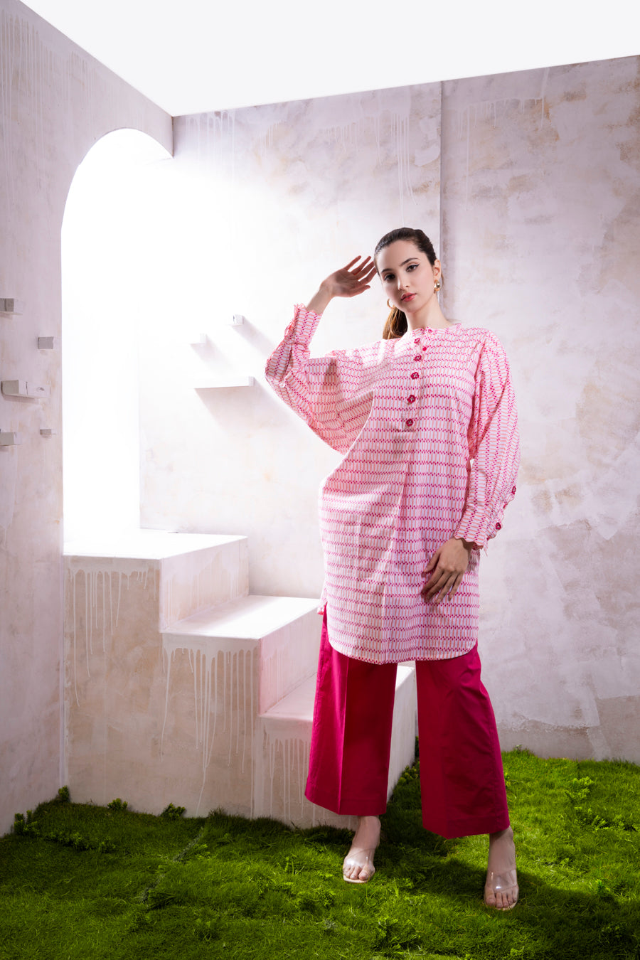 Azura Tunic & Magenta Flared Pant Co-ord Set