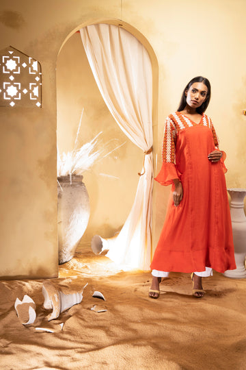 Burnt Orange Chanderi Kurta