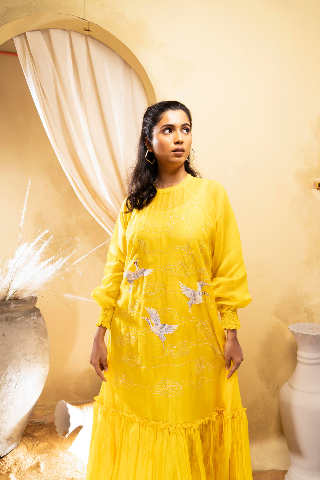 Yellow chanderi kurta