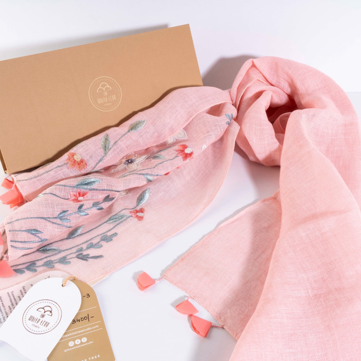 SONG OF SPRING - LIGHT PINK LINEN STOLE